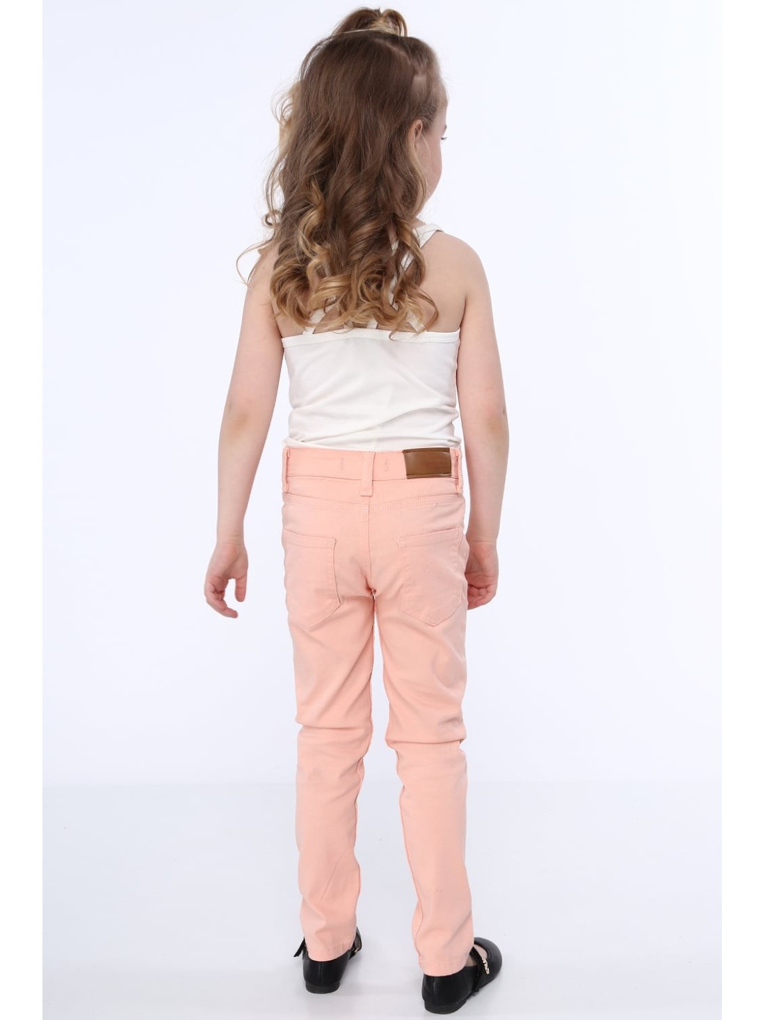 Mädchenhose mit flachen Nieten, Lachs NDZ310 – Online-Shop – Boutique